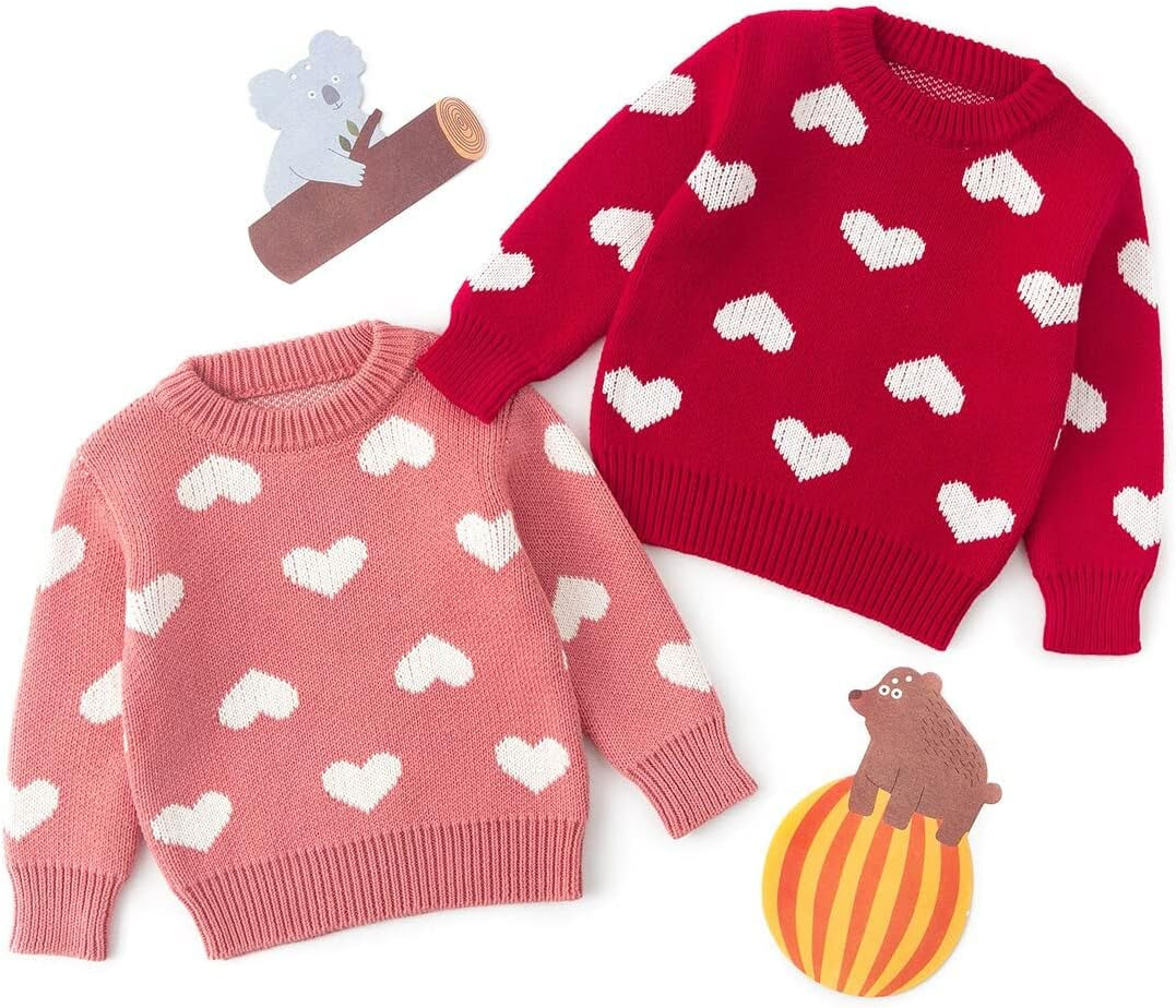 Baby Pullover Sweater Heart Knit Sweater Coat for Autumn Fall and Winter 3M-3T