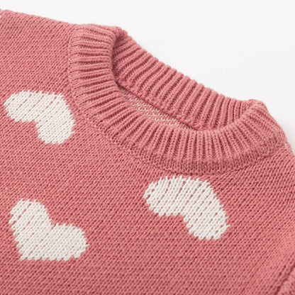 Baby Pullover Sweater Heart Knit Sweater Coat for Autumn Fall and Winter 3M-3T