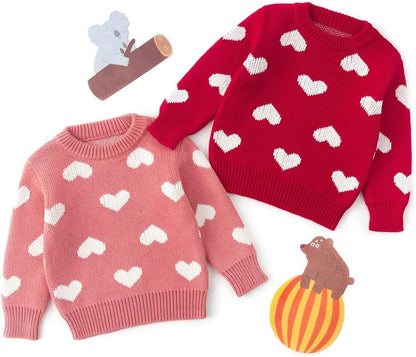 Baby Pullover Sweater Heart Knit Sweater Coat for Autumn Fall and Winter 3M-3T